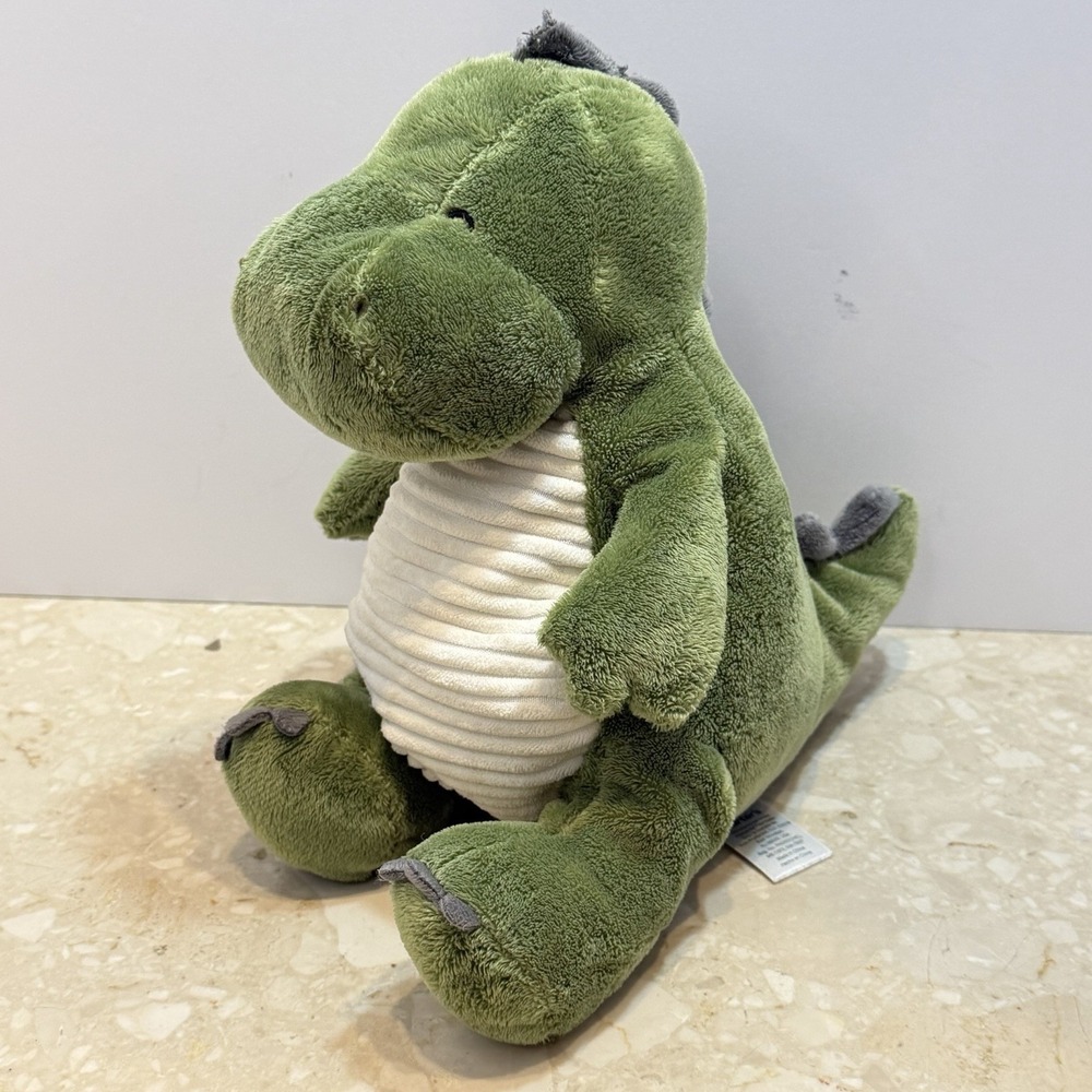Carters Just One You Green Dinosaur White Ribbed Belly Lovey Plush Animal